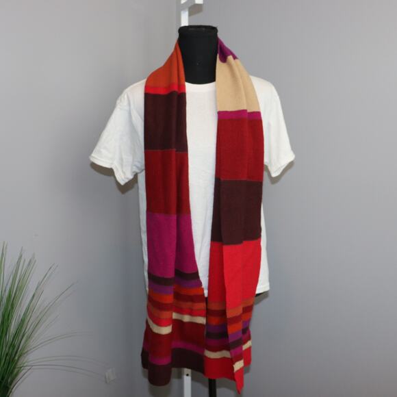 Coldwater Creek Multicolor Wool Blend Scarf – Bold Colorblock Stripes - Picture 2 of 2